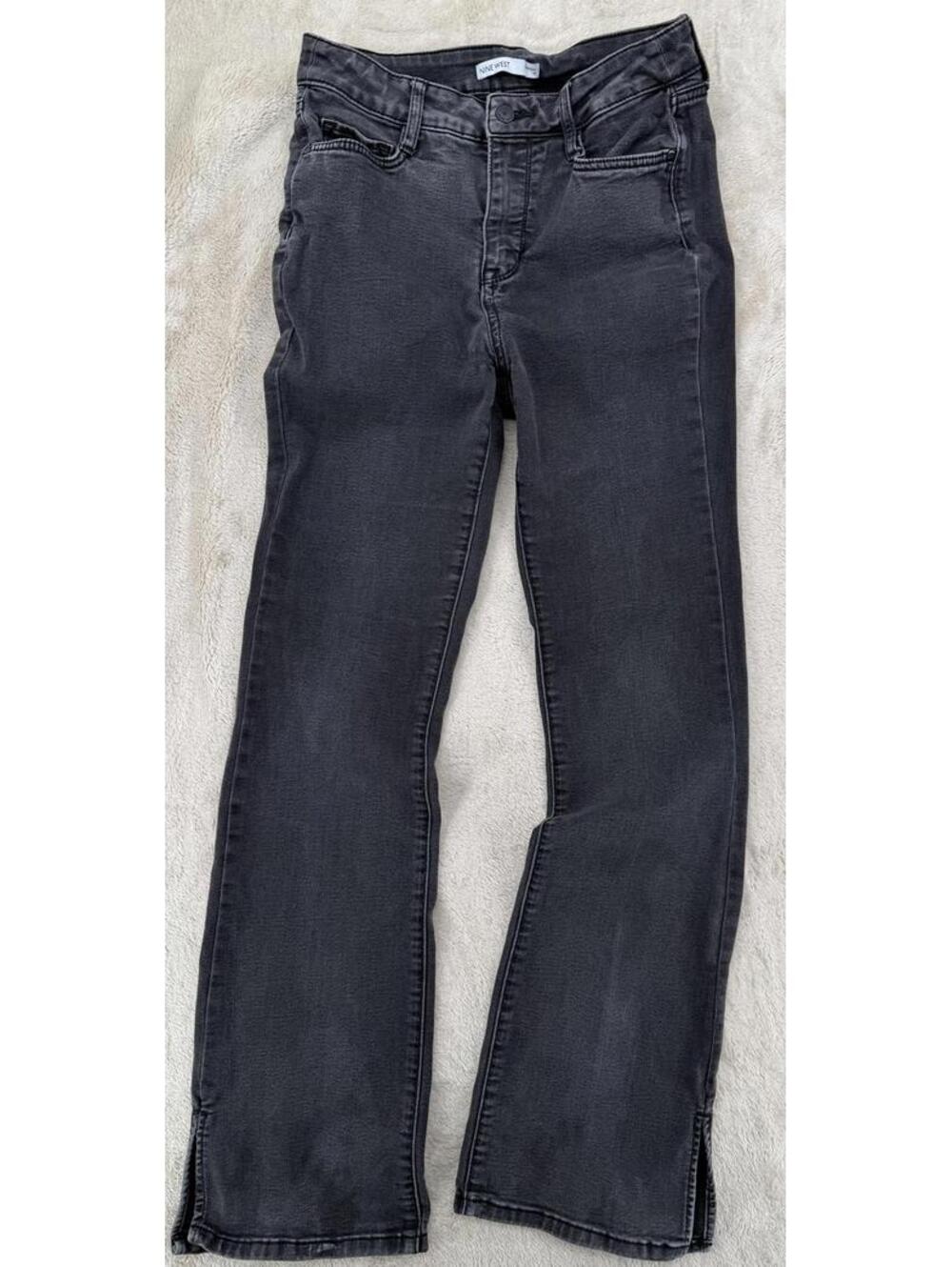 Vintage Black Flared Jeans with Side Slit Detail Size Regular 6 Denim